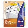 Avery Insertable Style Edge Tab Plastic 1-Pocket Dividers, 5-Tab, 11.25 x 9.25, Translucent 11292